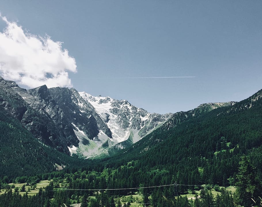 mountain under white skies view, sky, beauty in nature, scenics - nature HD wallpaper