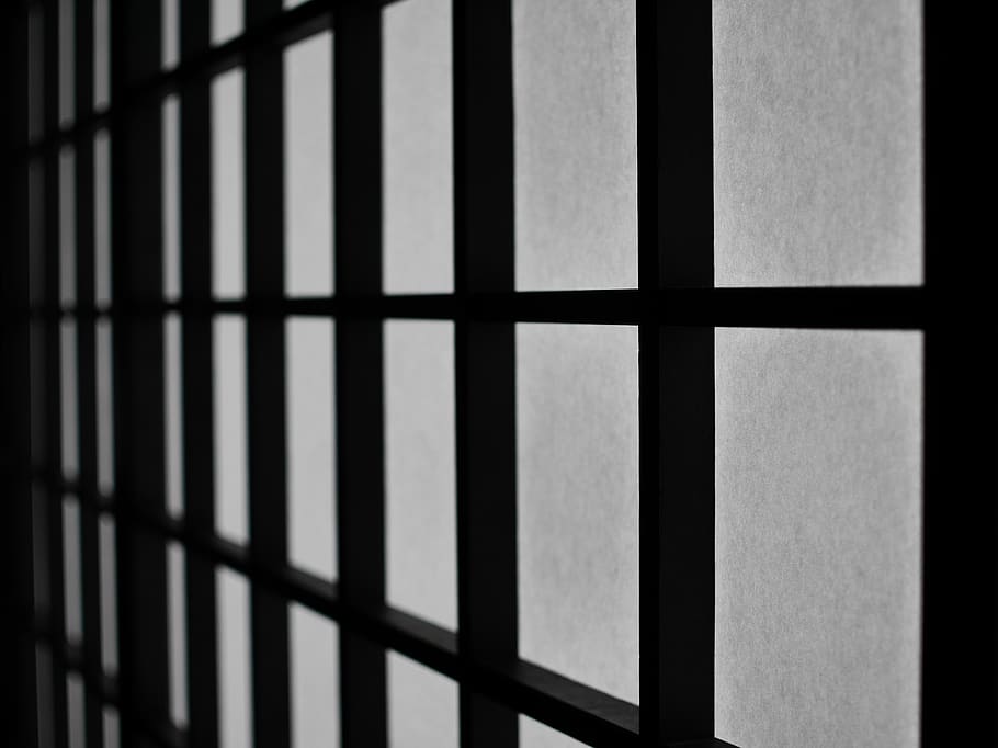 Black Steel Grills, black-and-white, pattern, squares, wall, no people