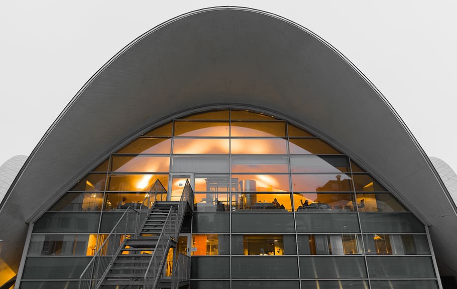 Gray Framed Glass Wall Building, architectural design, architecture HD wallpaper