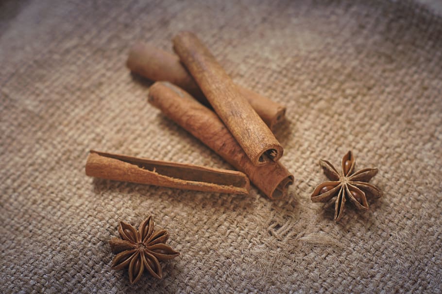 cinnamon, spices, anise, aroma, food, decoration, brown, kitchen HD wallpaper