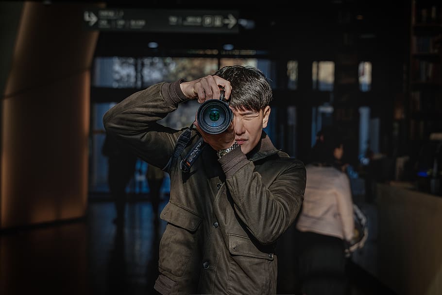 one person, front view, camera - photographic equipment, technology HD wallpaper