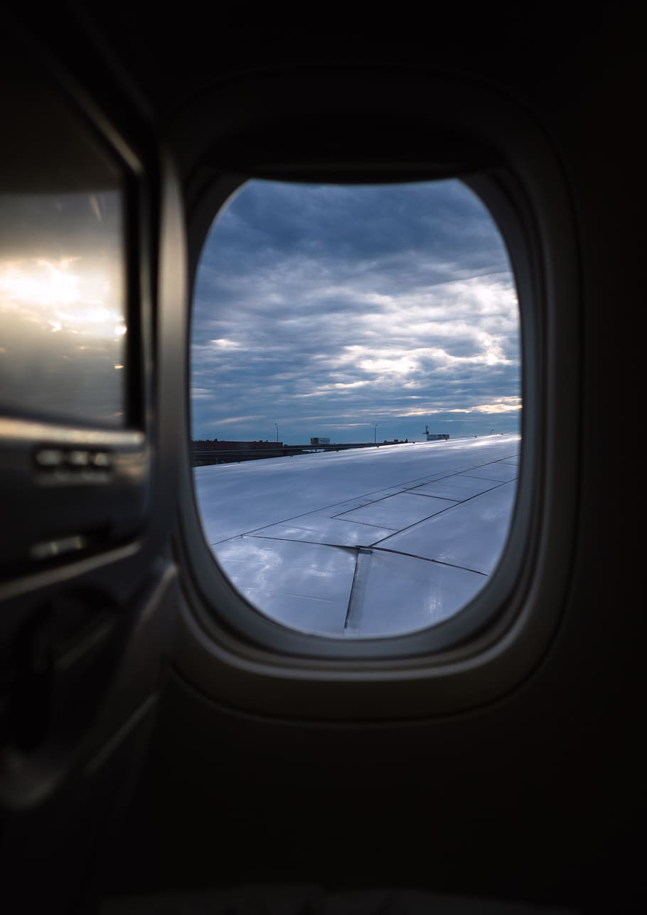 airliner view photography of sky, porthole, window, newark liberty international airport, HD wallpaper