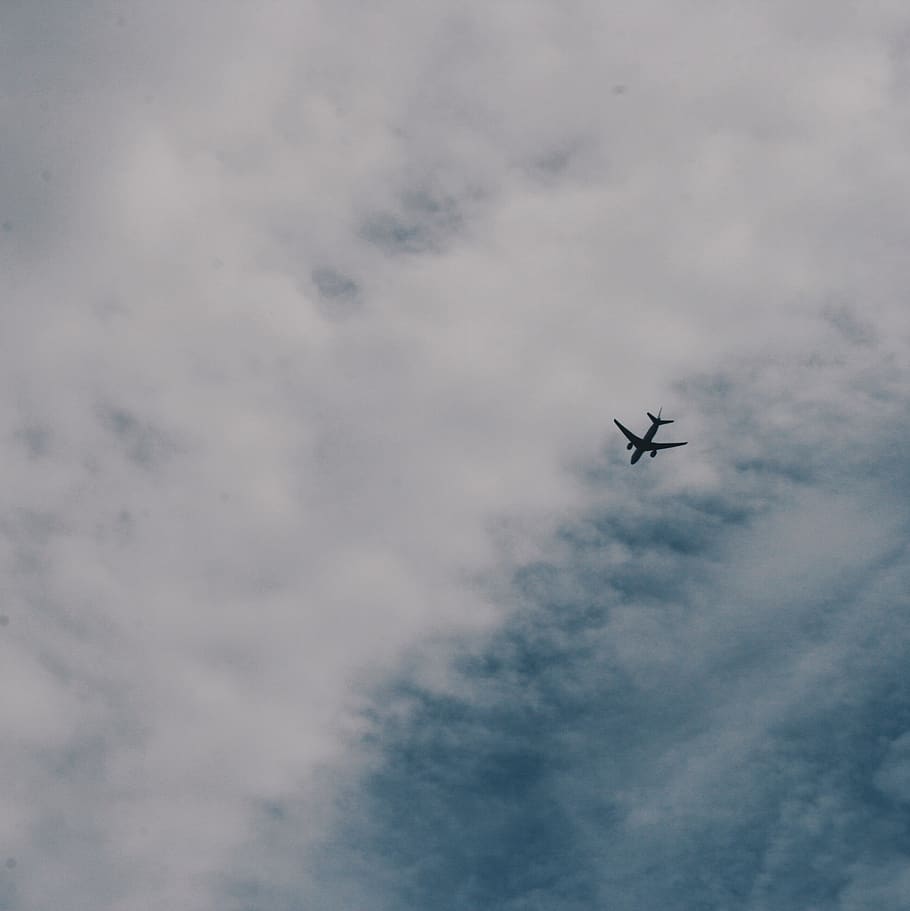 airplane, sky, clouds, hd wallpaper, mode of transportation HD wallpaper