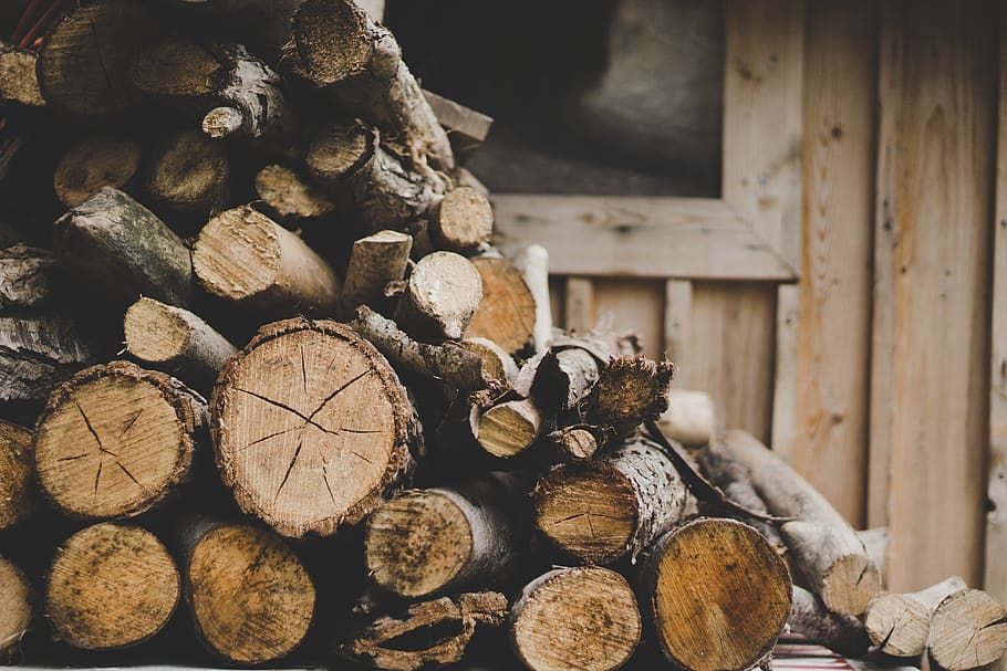 wood - material, log, firewood, timber, stack, large group of objects HD wallpaper