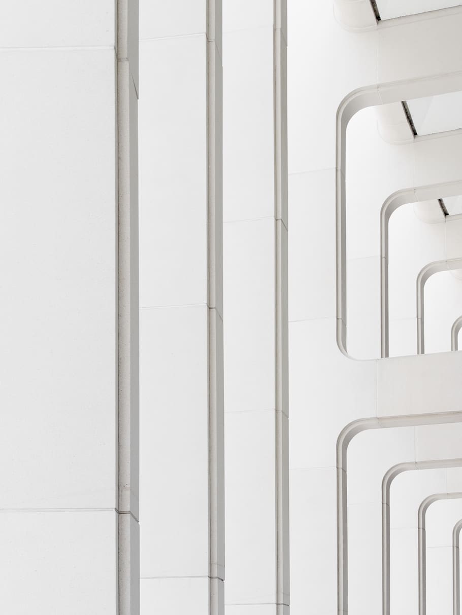 white building's columns, no people, white color, indoors, metal HD wallpaper