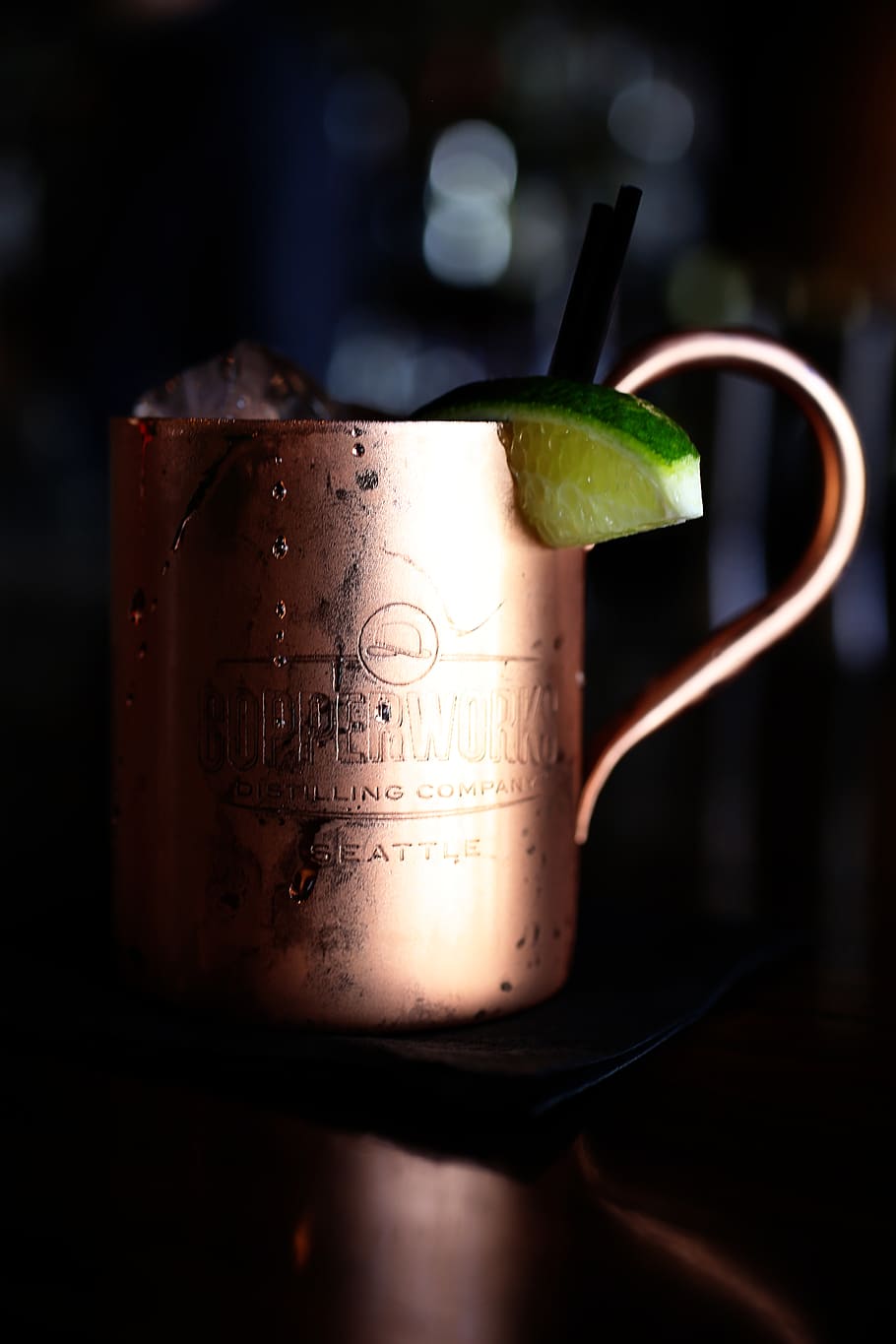 Copper-colored Mug on Table, beverage, blur, close-up, cold, copper mug HD wallpaper