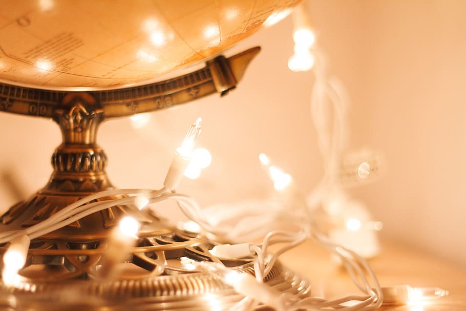 light, world, lights, christmas lights, globe, christmas globe HD wallpaper