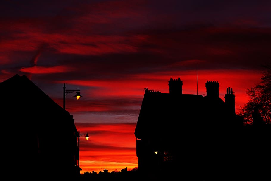 united kingdom, henley-on-thames, house, silhouette, blood