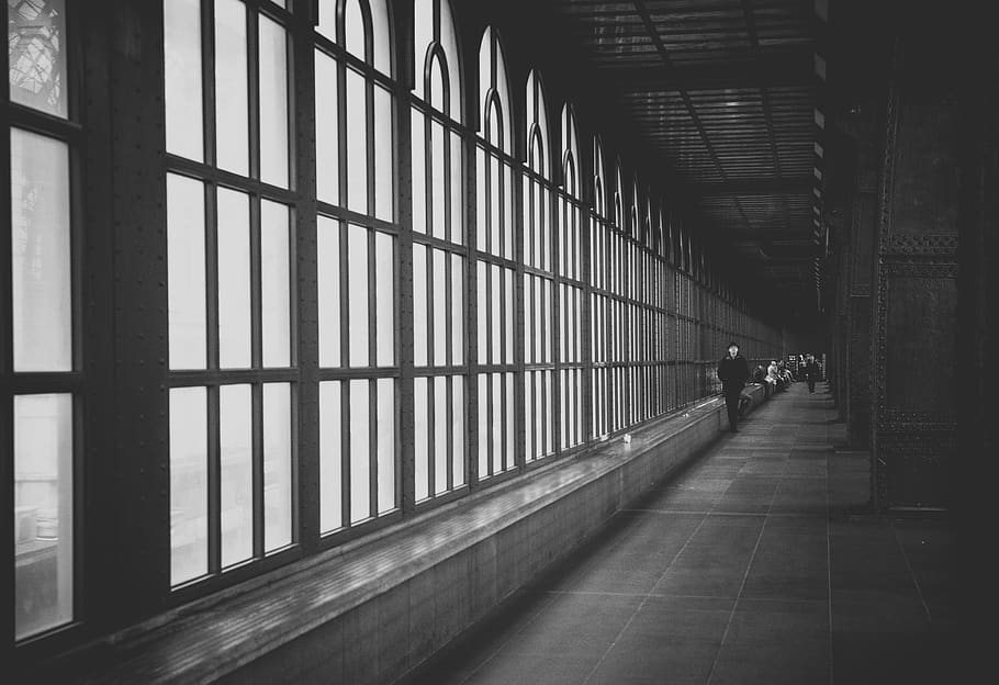 building, architecture, windows, black and white, built structure HD wallpaper