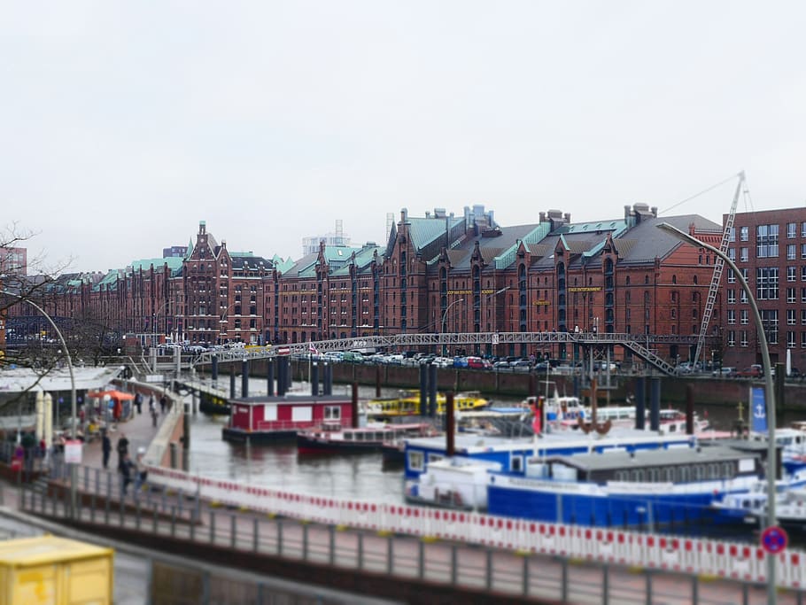 hamburg, miniature, elbe, river, ship, boat, miniature world, HD wallpaper