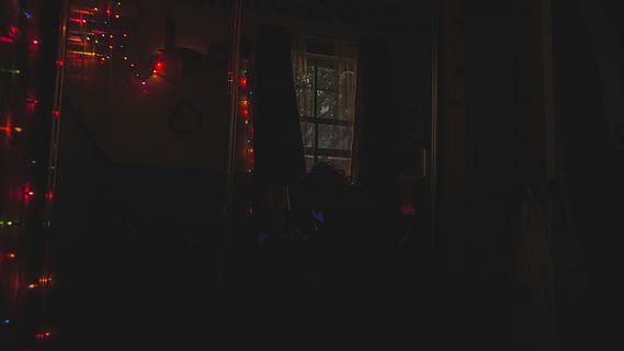 room, vibe, curtain, light, christmas, lights, sky, girl, view HD wallpaper
