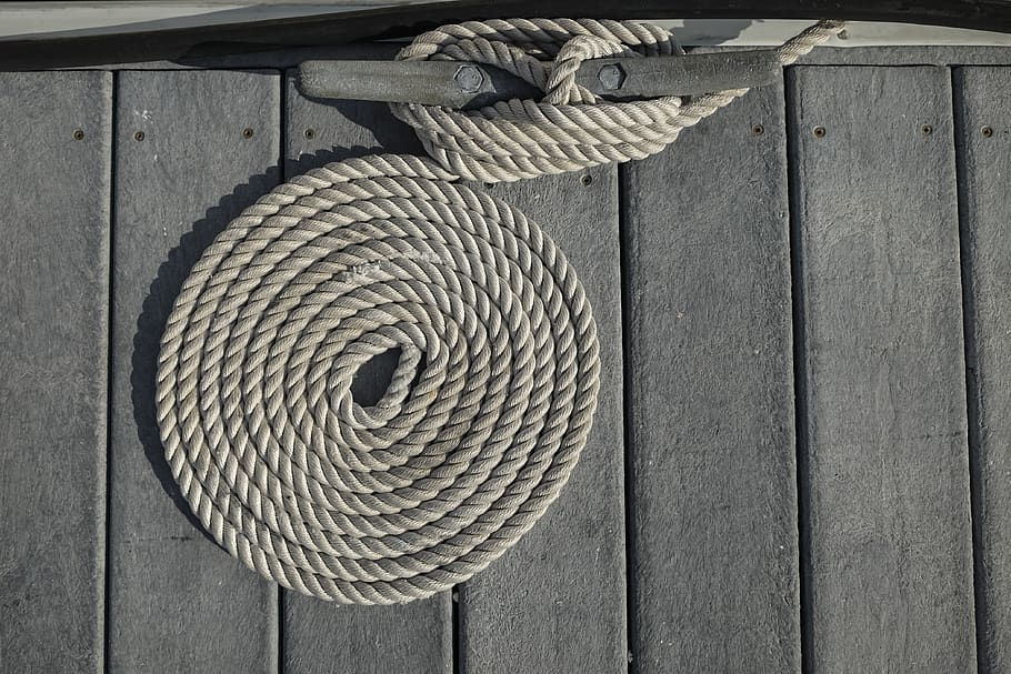 rolled brown rope, united states, brooklyn, boat, boat line, dock HD wallpaper