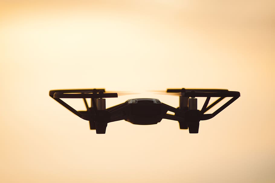drone, mini, tiny, small, little, air, flying, sunset, orange HD wallpaper