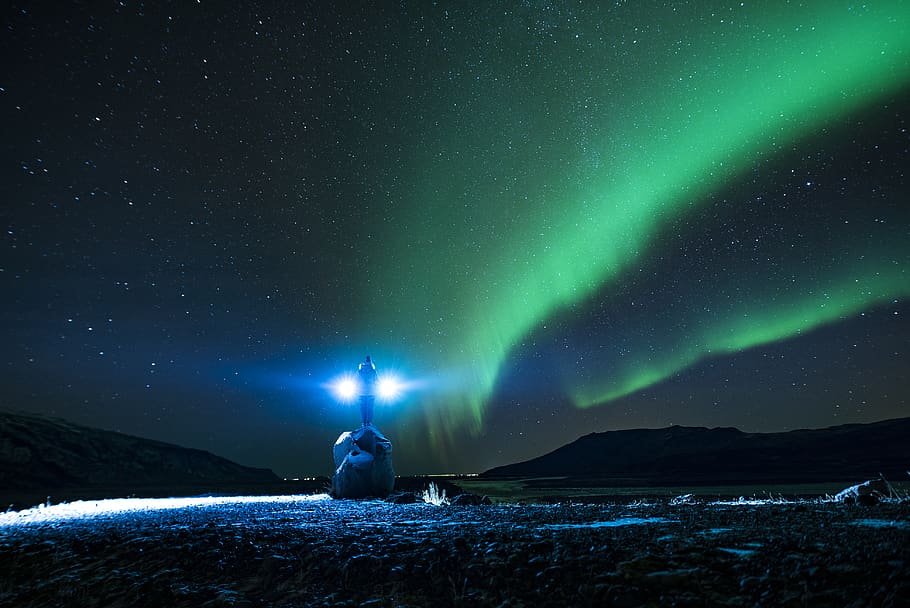 sailboat at night, nature, outdoors, iceland, aurora, light, astronomy HD wallpaper
