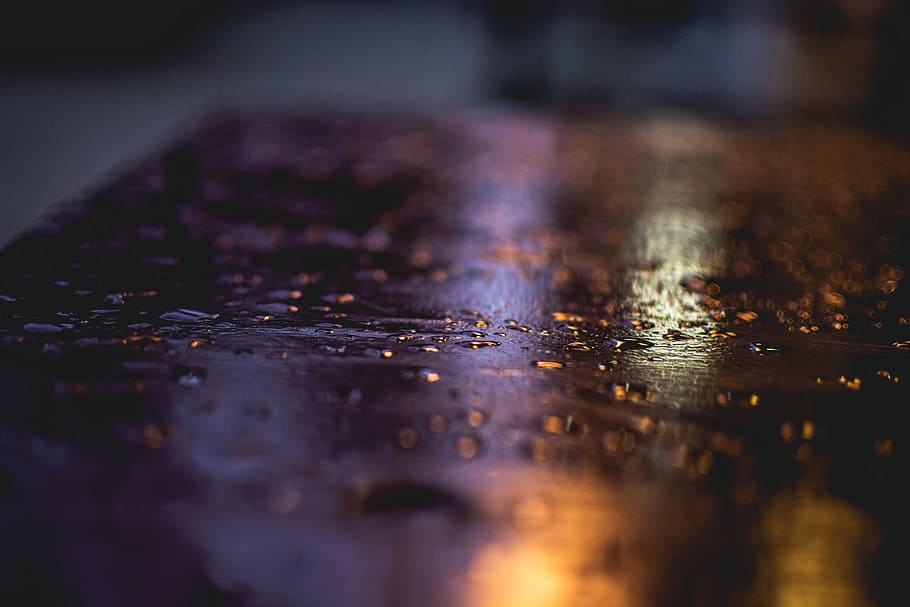 Close Up Photography of Water Droplets on Wooden Surface, abstract, HD wallpaper