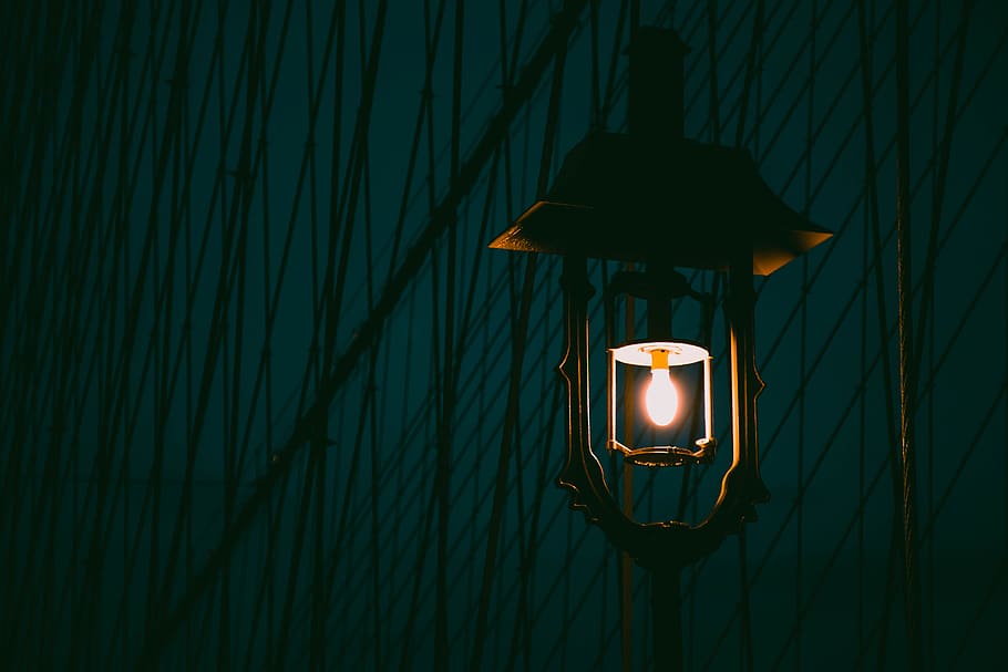 brown light post, lighting equipment, illuminated, electricity HD wallpaper