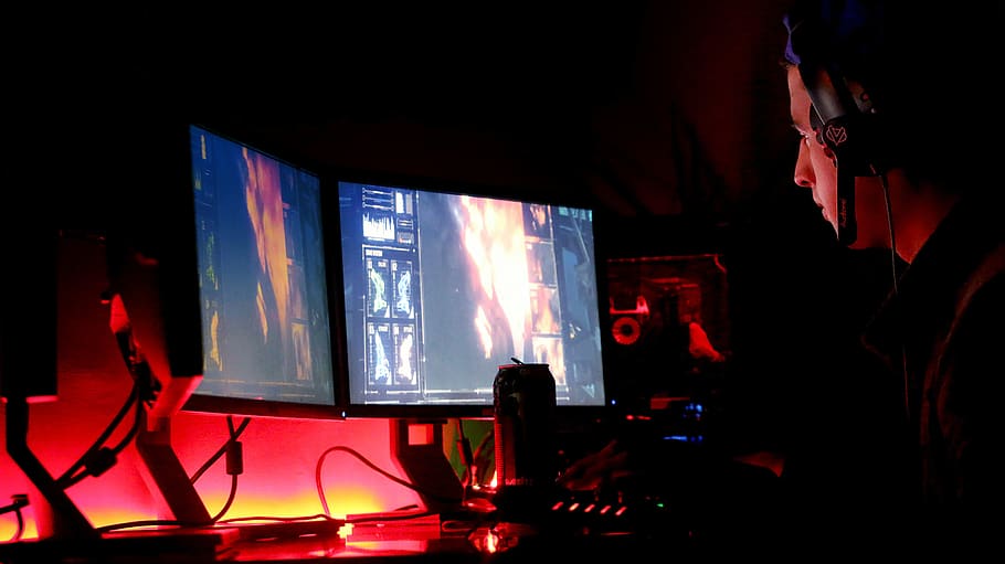 Lack Flat Screen Computer Monitor, dark, electronics, graphics HD wallpaper
