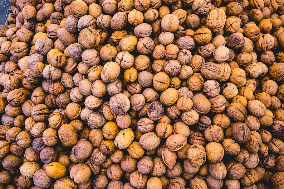 bunch of walnuts, plant, vegetable, food, produce, rug, fruit, HD wallpaper