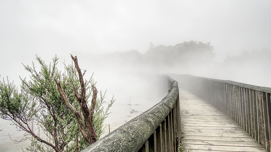 volcanic, bridge, smoke, mist, suffers, wet, hot, paradise HD wallpaper