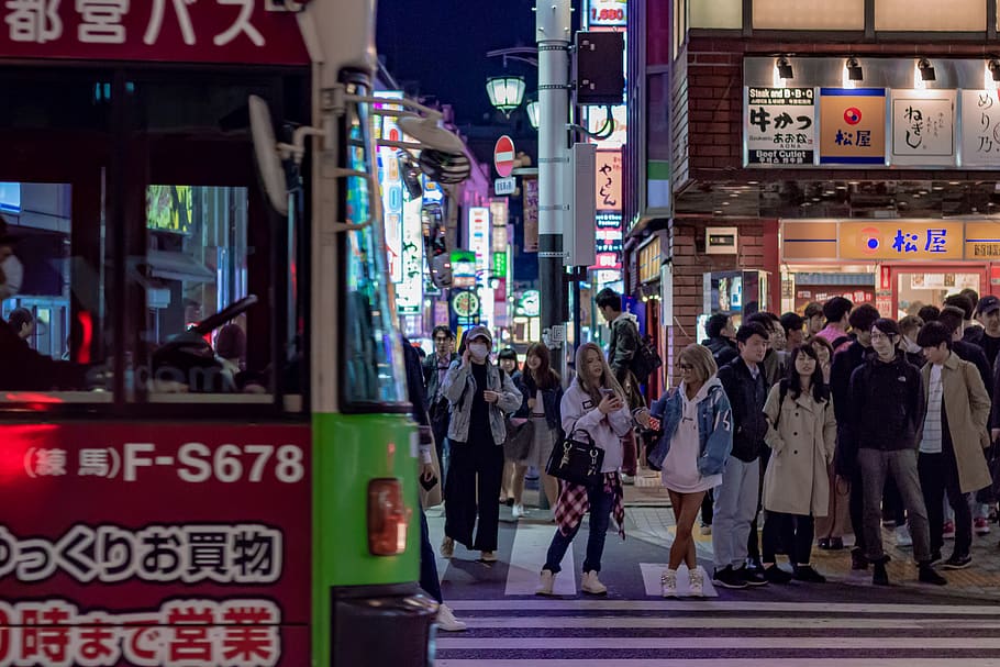 bus, people, crowd, city, urban, busy, transport, asia, japan HD wallpaper