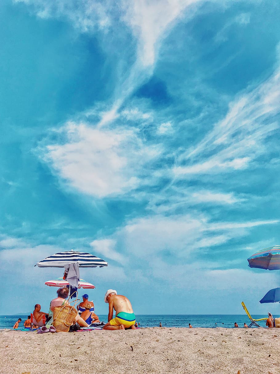 People By The Shore, beach, daylight, leisure, ocean, recreation HD wallpaper