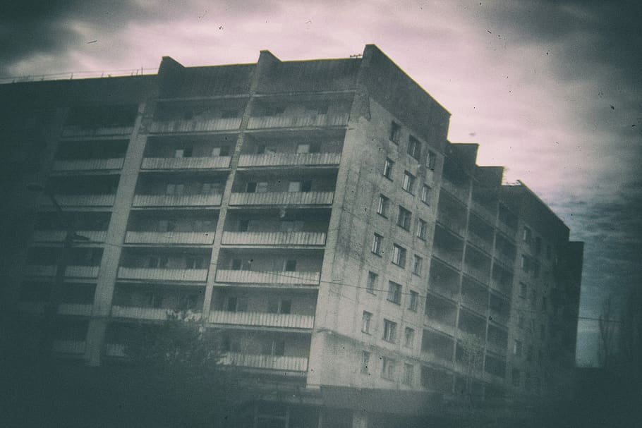 gray concrete building, urban, high rise, city, town, apartment building