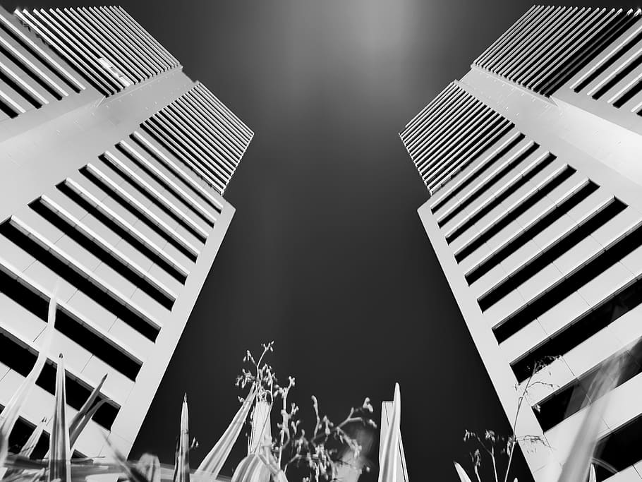 architecture, black and white, low angle view, built structure HD wallpaper