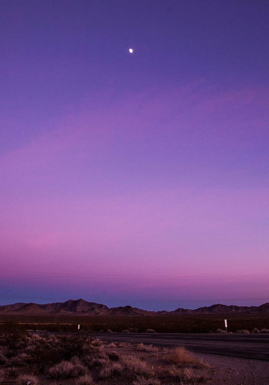 Scenic View of the Mountain during Twilight, dark, dawn, desert HD wallpaper