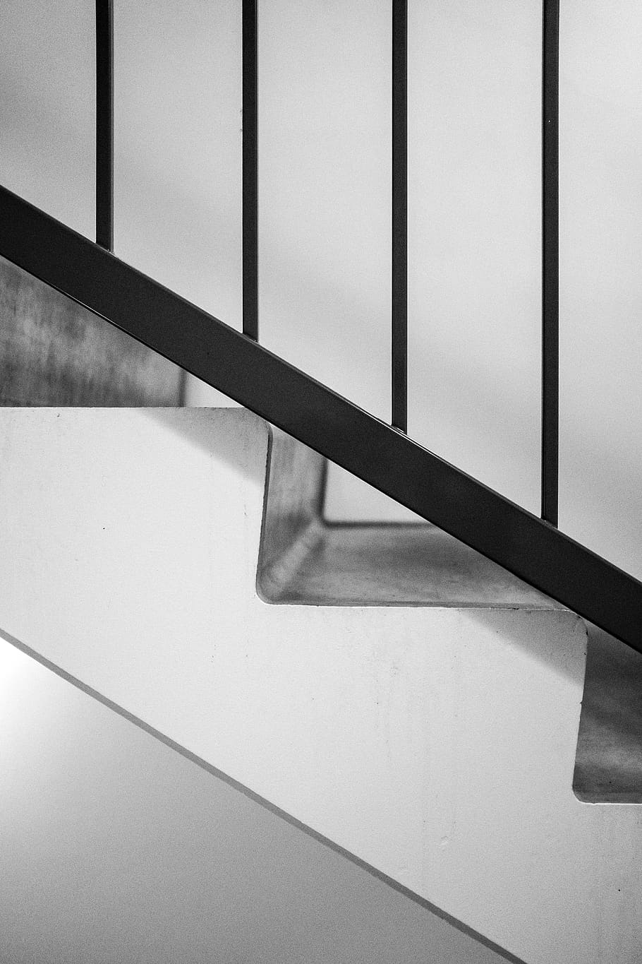 grayscale photography of stairs, banister, handrail, sword, blade, HD wallpaper