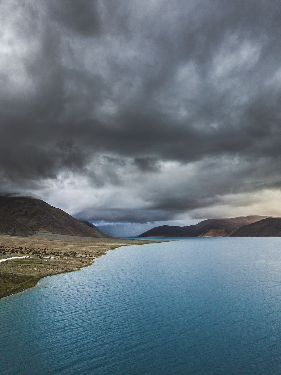 landscape, cloud, weather, dramatic, mountain, aerial, drone HD wallpaper