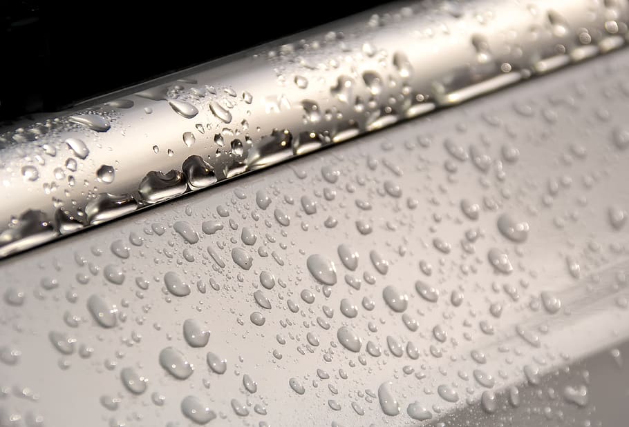 drop of water, metal, aluminium, white, silver, anodized, auto, HD wallpaper