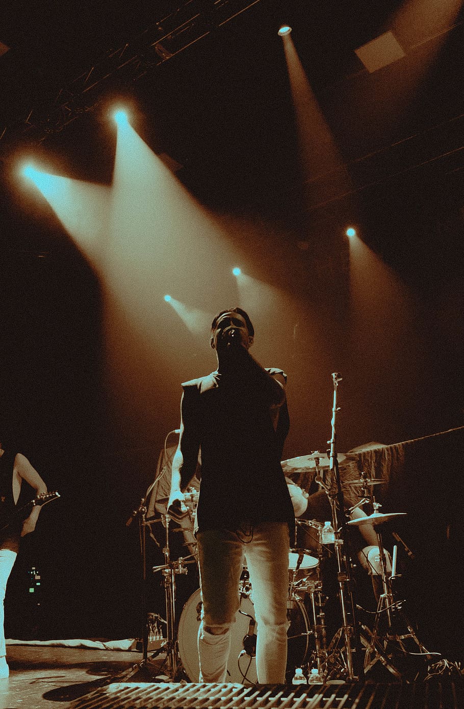 man singing, person, human, crowd, lighting, musician, musical instrument HD wallpaper
