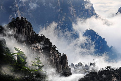 Photo of Mountains, china, clouds, cold, fog, foggy, mist, mountain peak HD wallpaper