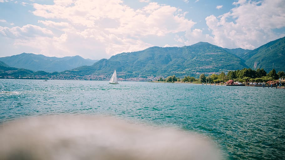 pisogne, italy, see, lake, boat, sailing, summer, water, vacation, HD wallpaper