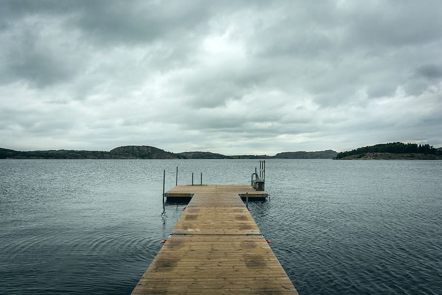 lake, bridge, clouds, shore, coast, water, sky, cloud - sky HD wallpaper