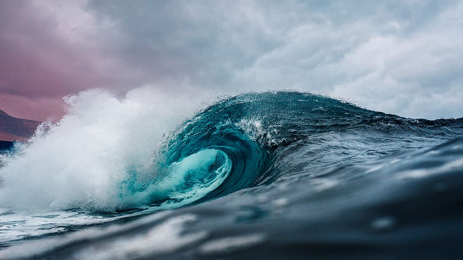 Ocean Water Wave Photo, daytime, flow, h2o, landscape, motion, HD wallpaper