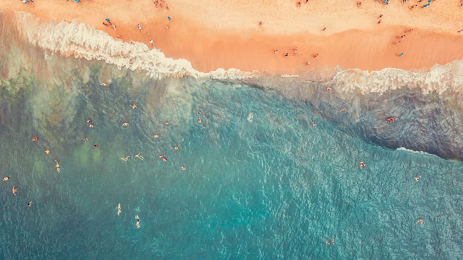 aerial seashore beach, nature, water, outdoors, ocean, brazil HD wallpaper
