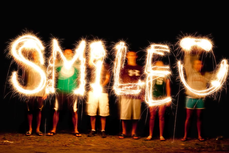 smile, light, painting, effect, fireworks, human, activity HD wallpaper