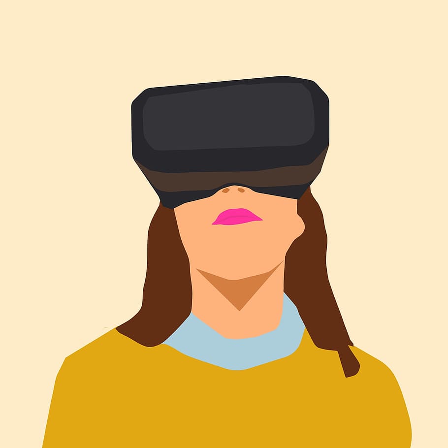 illustration, virtual, reality, woman, entertainment, virtualreality