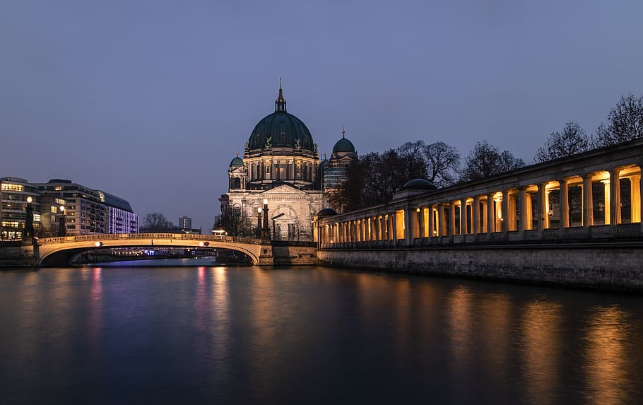 berliner dom, water, river, reflections, built structure, building exterior HD wallpaper