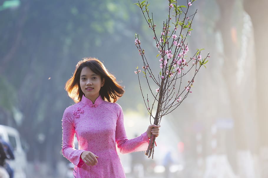 lady in pink, hanoi girl, bright smile, nice girl, hanoi-vietnam, HD wallpaper
