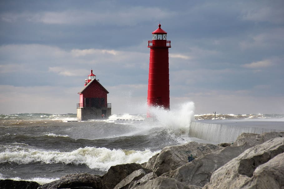 sea, water, motion, guidance, built structure, lighthouse, architecture HD wallpaper