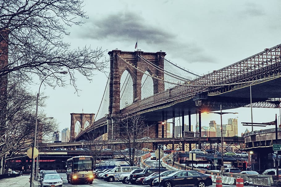 HD Wallpaper: Manhattan Bridge, New York, Architecture, City, Car ...