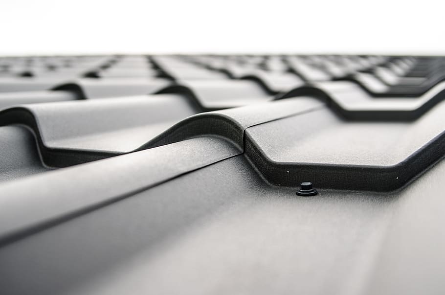 Gray Iron Sheet, architecture, black-and-white, corrugated, pattern HD wallpaper