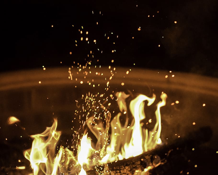 brown flame, burning, fire, fire - natural phenomenon, night HD wallpaper