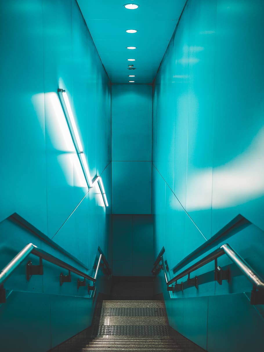 lighted stairs, staircase, steps and staircases, architecture HD wallpaper