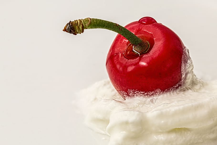 cherry, fruit, fresh, sweet, nature, cream, food and drink HD wallpaper