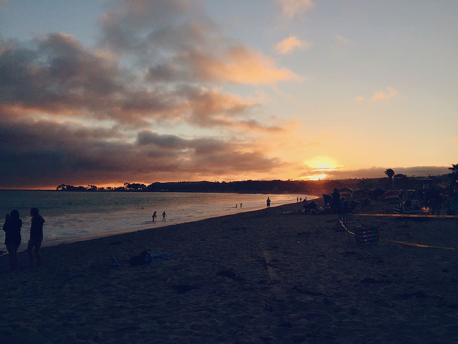 united states, dana point, doheny state beach, clouds, sunset, HD wallpaper