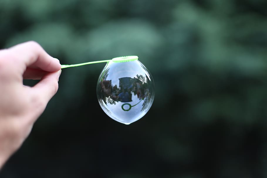 reflection, bubble, human hand, sphere, holding, one person HD wallpaper