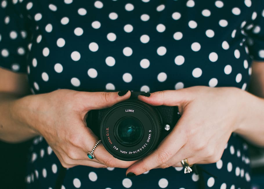 Black Dslr Camera, hands, holding, one person, human body part HD wallpaper